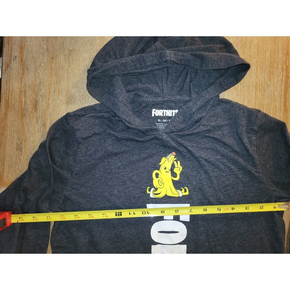 Fortnite Peely Lightweight Hoodie Shirt | Boy’s XL | Charcoal Gray - Picture 3 of 4